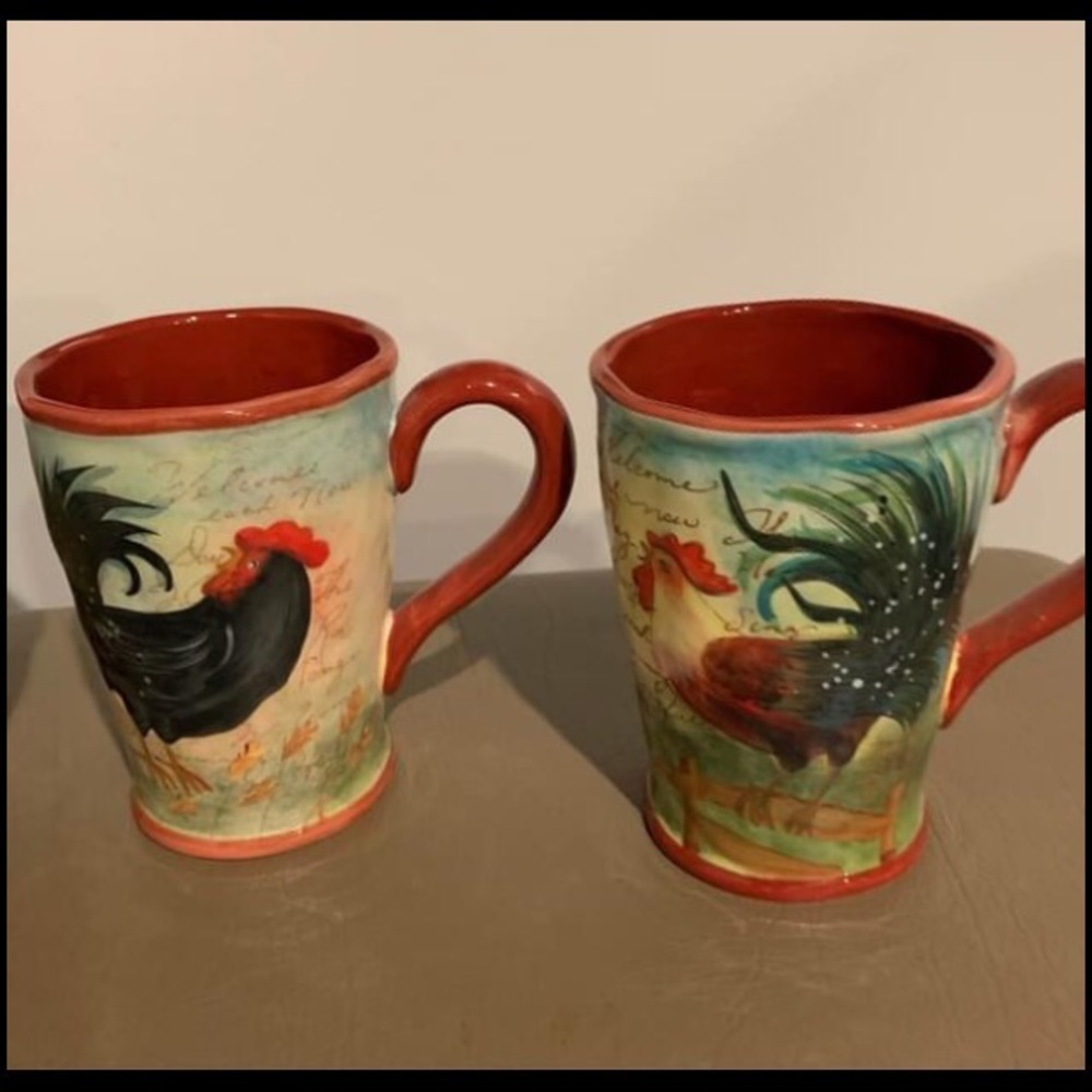DONATED Susan Winget Set Of Four Rooster Coffee Cups - Picture 2 of 3
